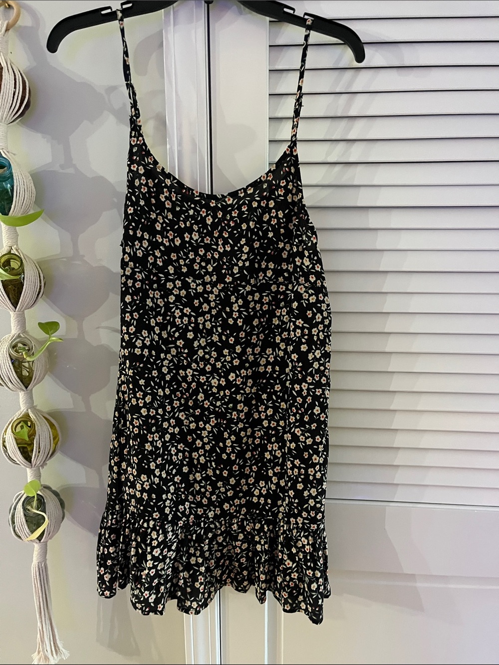 Urban Outfitters Black Floral Mini Slip Dress